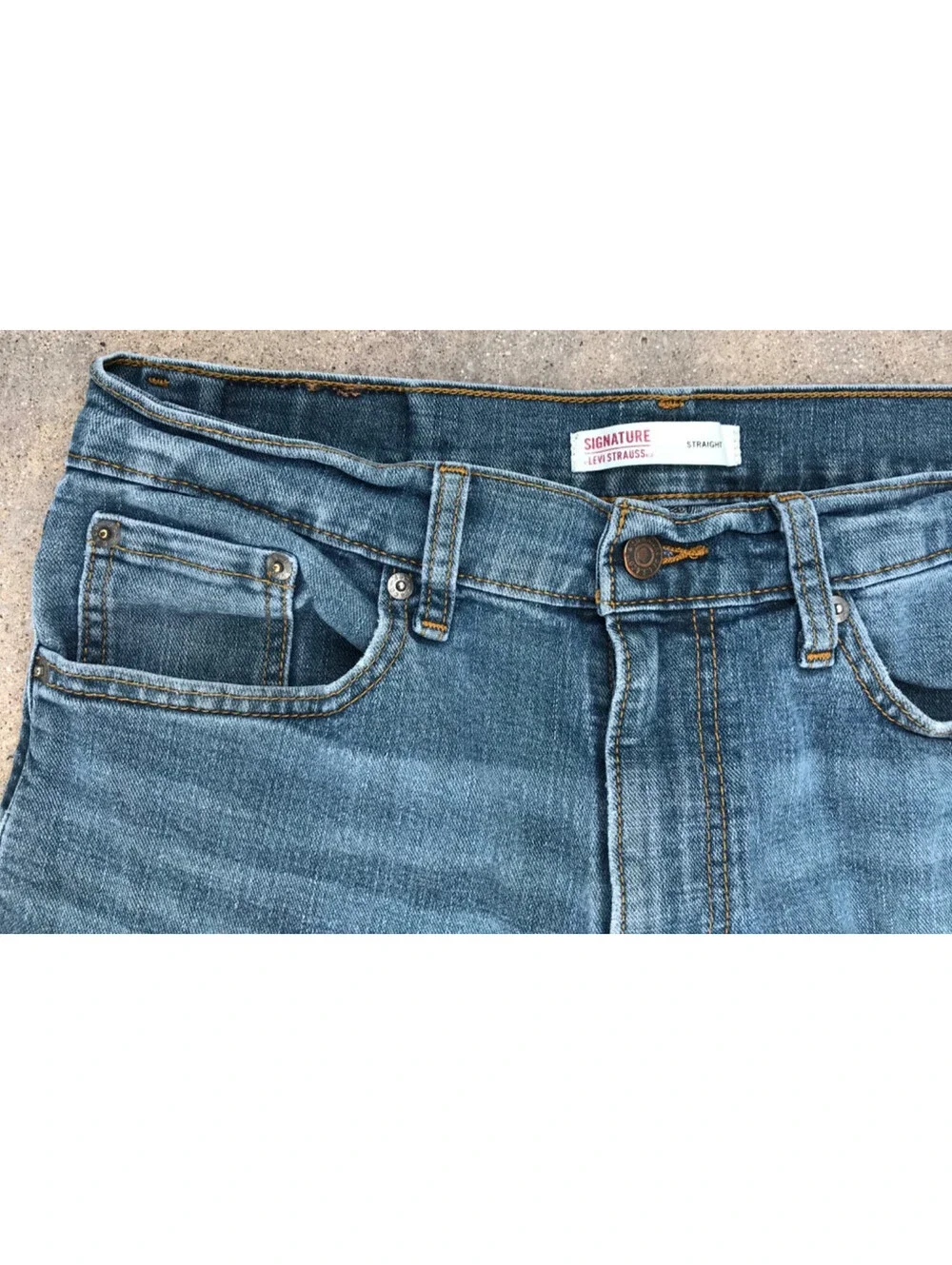 Levis Signature Straight Denim Blue Jeans Mens 30X30 Medium Wash  Faded Thighs